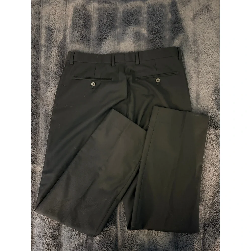 Banana Republic Italian Super 110's Wool Dress Pants Black 31x29 Flat Front